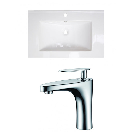 American Imaginations AI-15730 24" White Rectangular Drop In Transitional Ceramic Top Set
