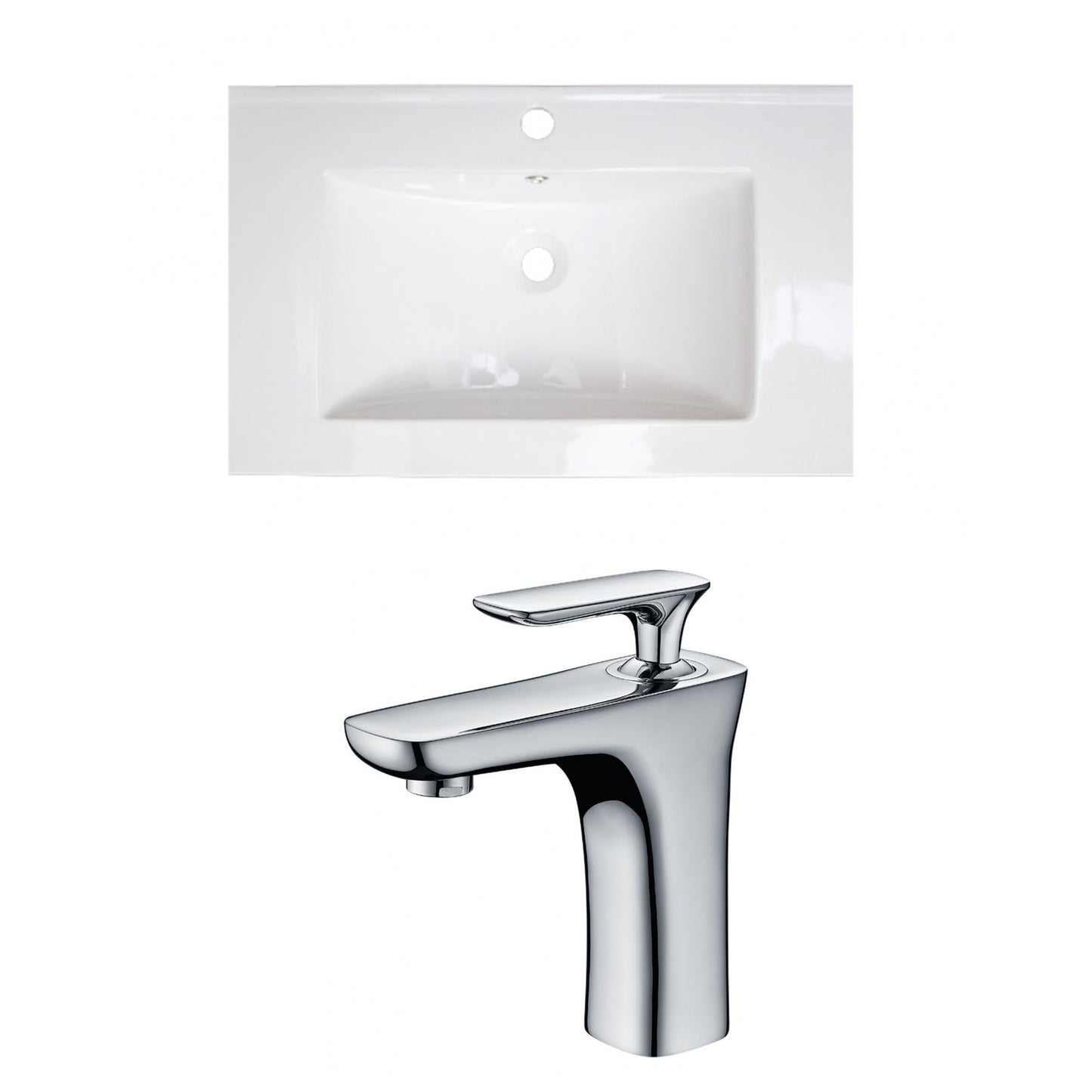 American Imaginations AI-15731 24" White Rectangular Drop In Transitional Ceramic Top Set
