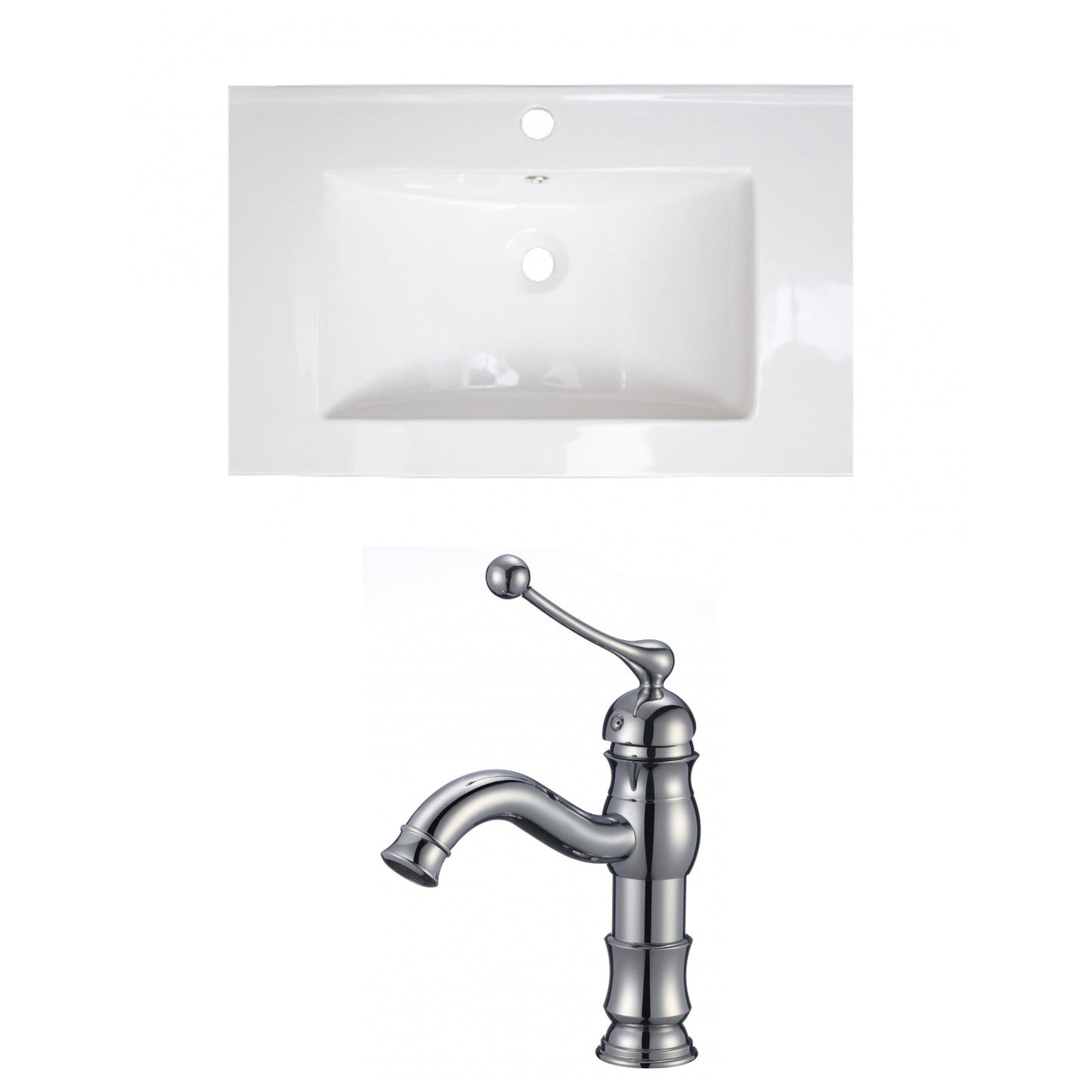 American Imaginations AI-15734 24" White Rectangular Drop In Transitional Ceramic Top Set