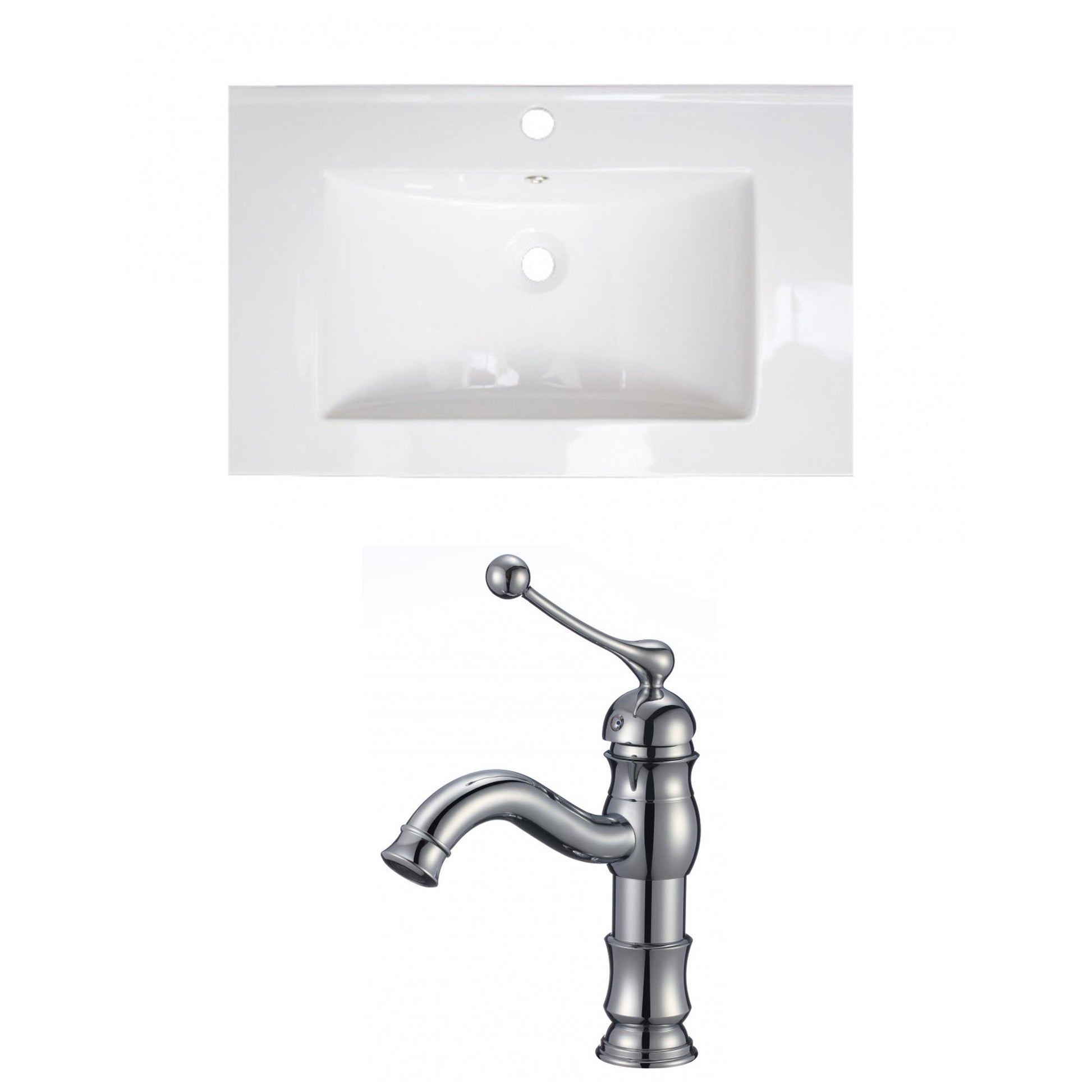 American Imaginations AI-15734 24" White Rectangular Drop In Transitional Ceramic Top Set