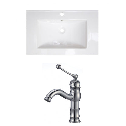 American Imaginations AI-15734 24" White Rectangular Drop In Transitional Ceramic Top Set