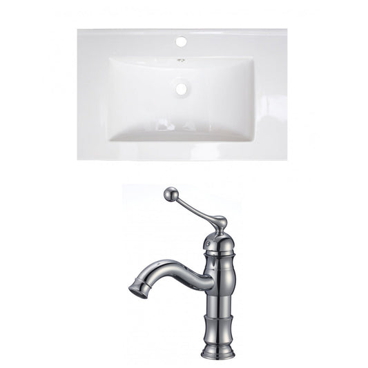 American Imaginations AI-15734 24" White Rectangular Drop In Transitional Ceramic Top Set