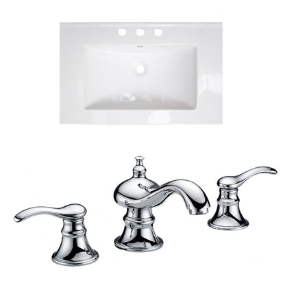 American Imaginations AI-15736 24" White Rectangular Drop In Transitional Ceramic Top Set