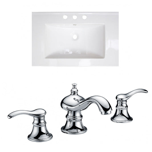 American Imaginations AI-15736 24" White Rectangular Drop In Transitional Ceramic Top Set