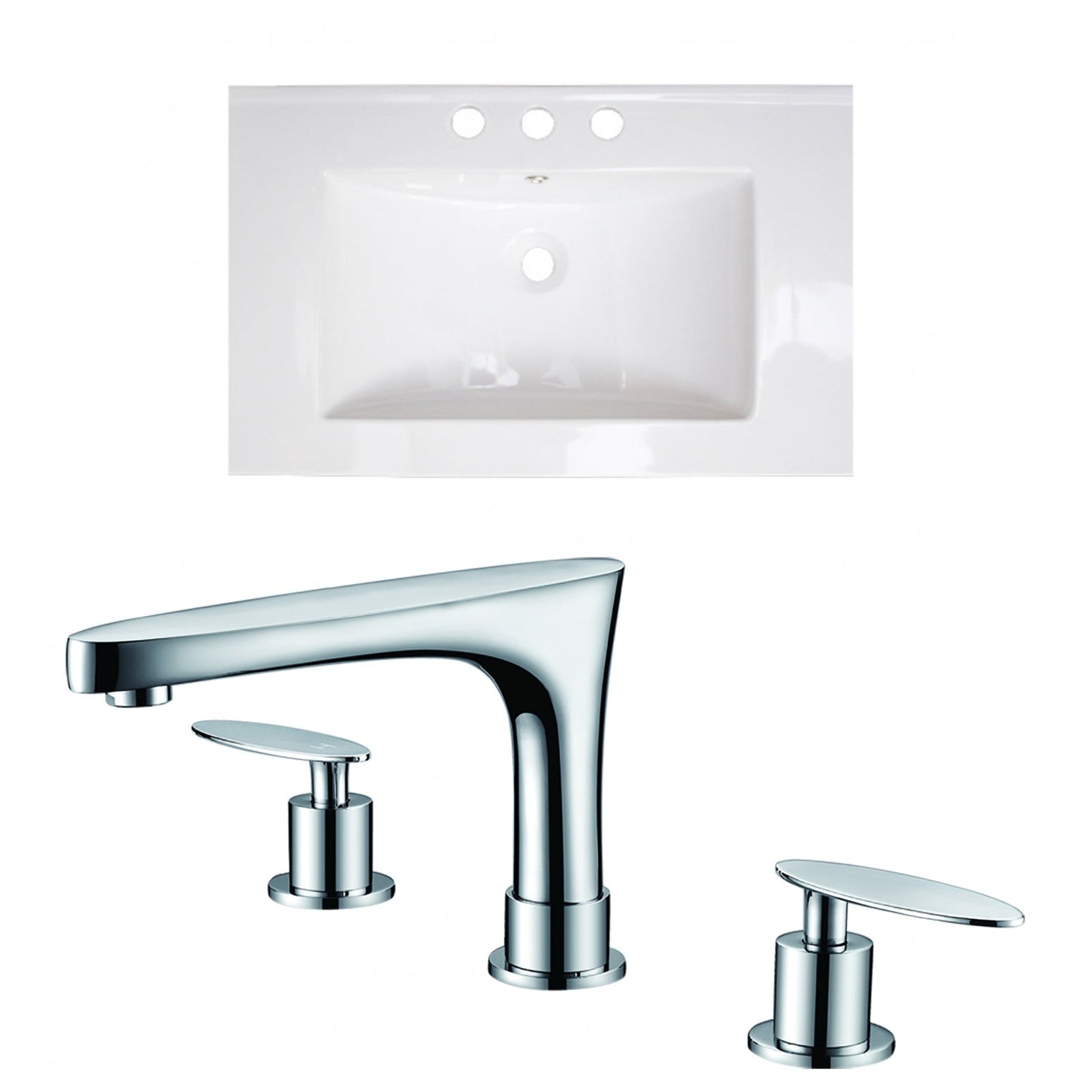 American Imaginations AI-15737 24" White Rectangular Drop In Transitional Ceramic Top Set