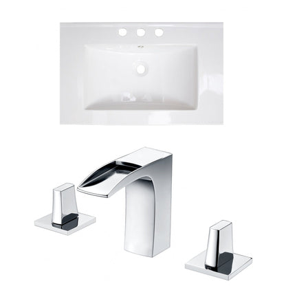 American Imaginations AI-15739 24" White Rectangular Drop In Transitional Ceramic Top Set