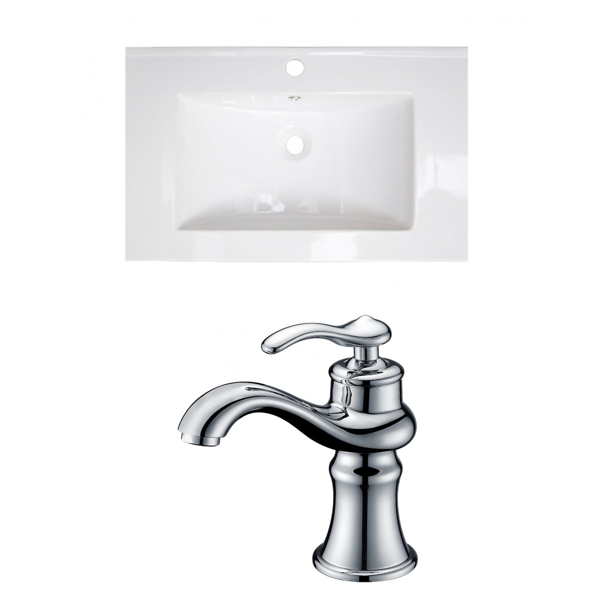 American Imaginations AI-15743 30" White Rectangular Drop In Transitional Ceramic Top Set