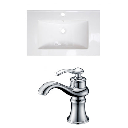 American Imaginations AI-15743 30" White Rectangular Drop In Transitional Ceramic Top Set