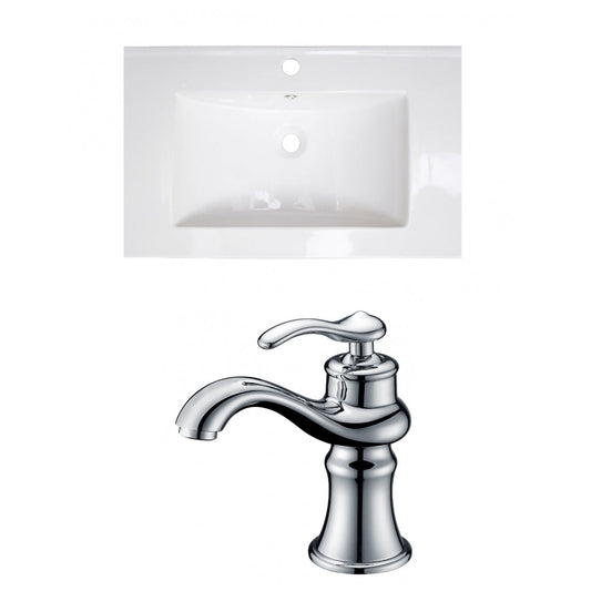 American Imaginations AI-15743 30" White Rectangular Drop In Transitional Ceramic Top Set