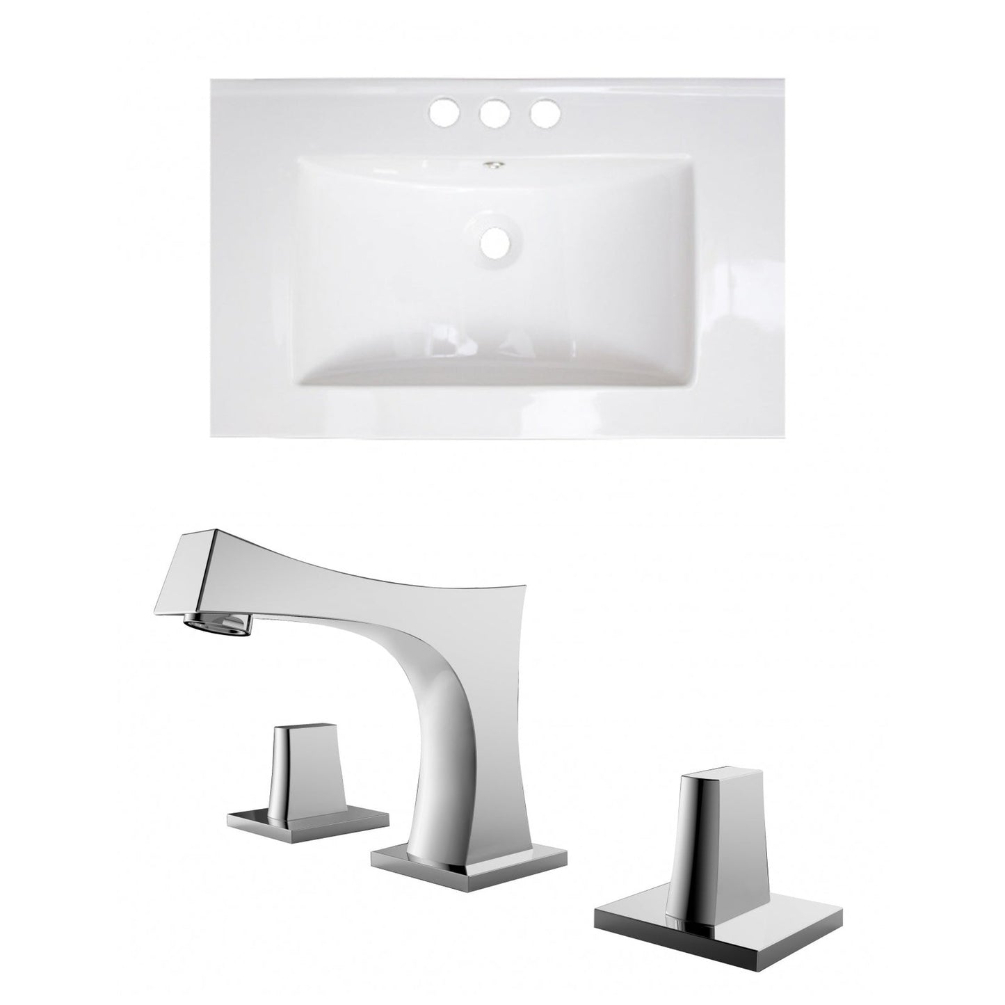 American Imaginations AI-15749 30" White Rectangular Drop In Transitional Ceramic Top Set