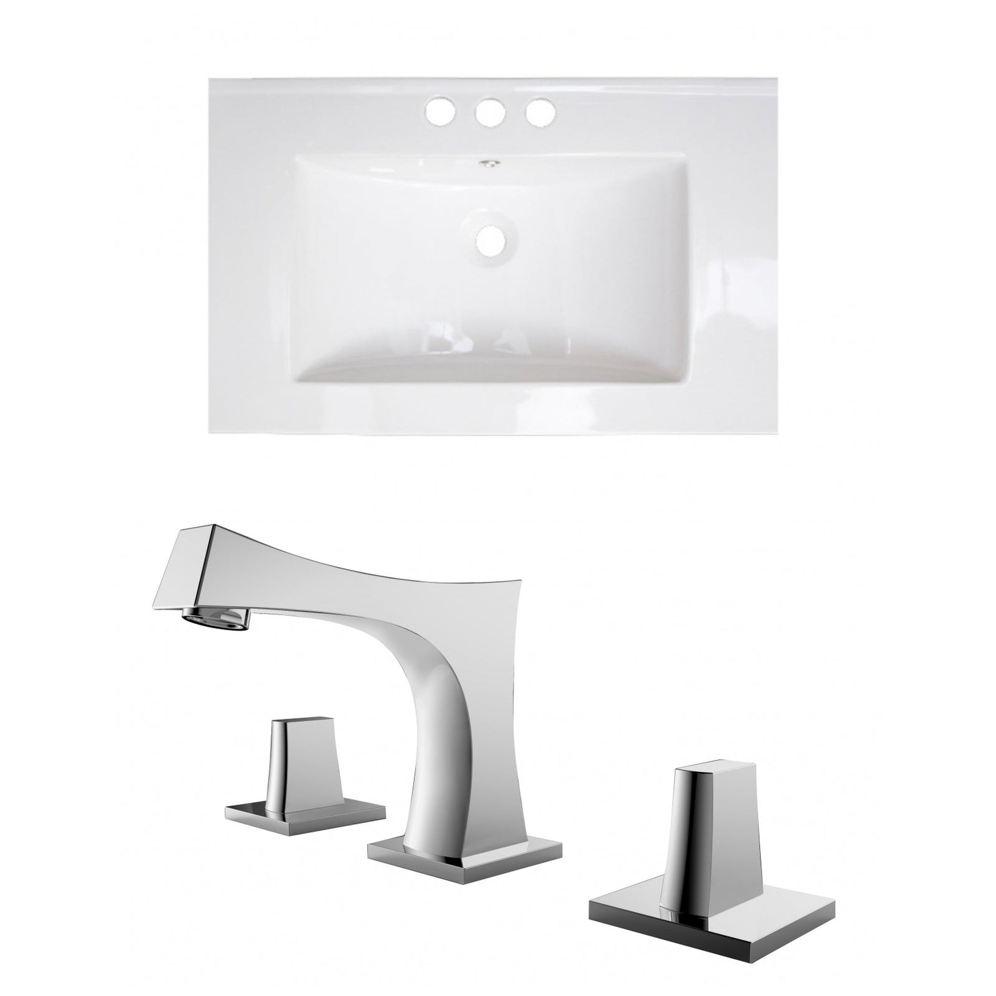 American Imaginations AI-15749 30" White Rectangular Drop In Transitional Ceramic Top Set