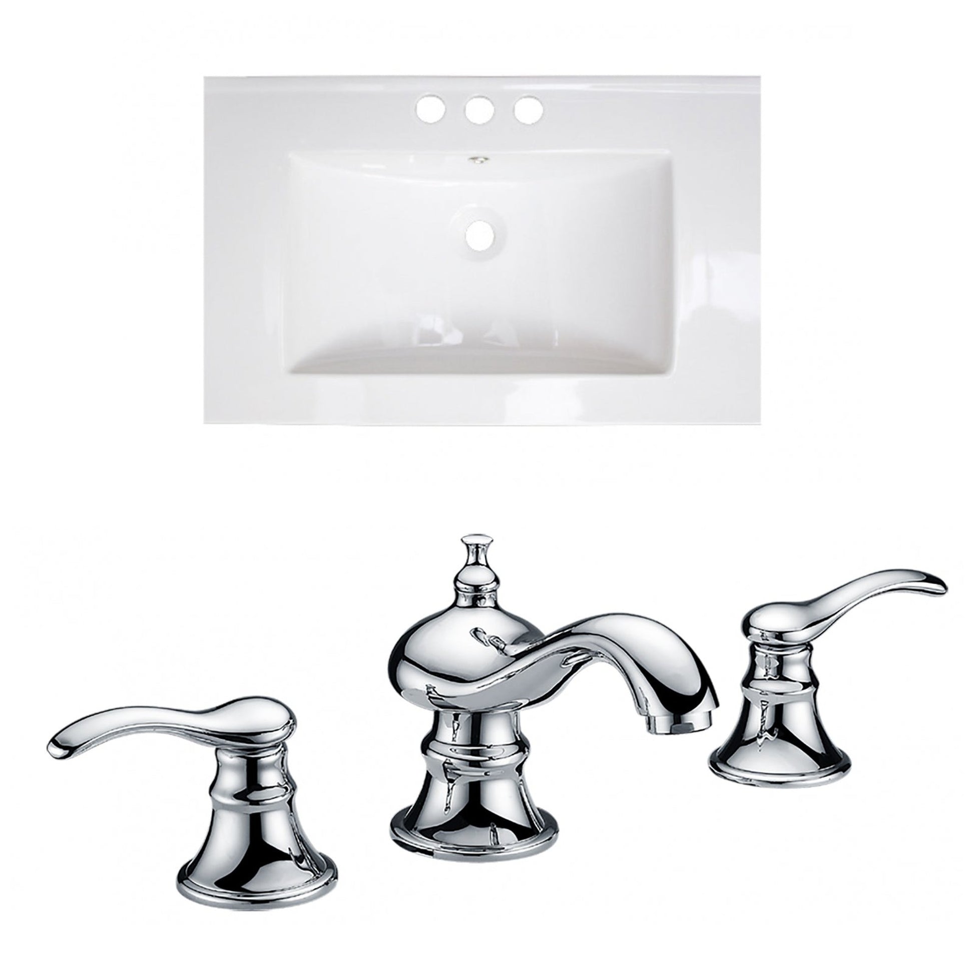 American Imaginations AI-15750 30" White Rectangular Drop In Transitional Ceramic Top Set