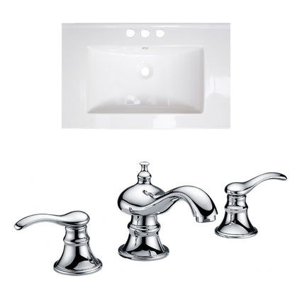 American Imaginations AI-15750 30" White Rectangular Drop In Transitional Ceramic Top Set