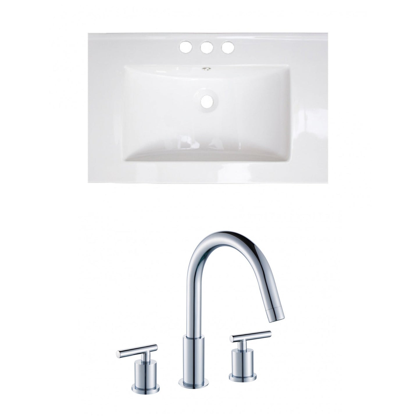 American Imaginations AI-15755 30" White Rectangular Drop In Transitional Ceramic Top Set