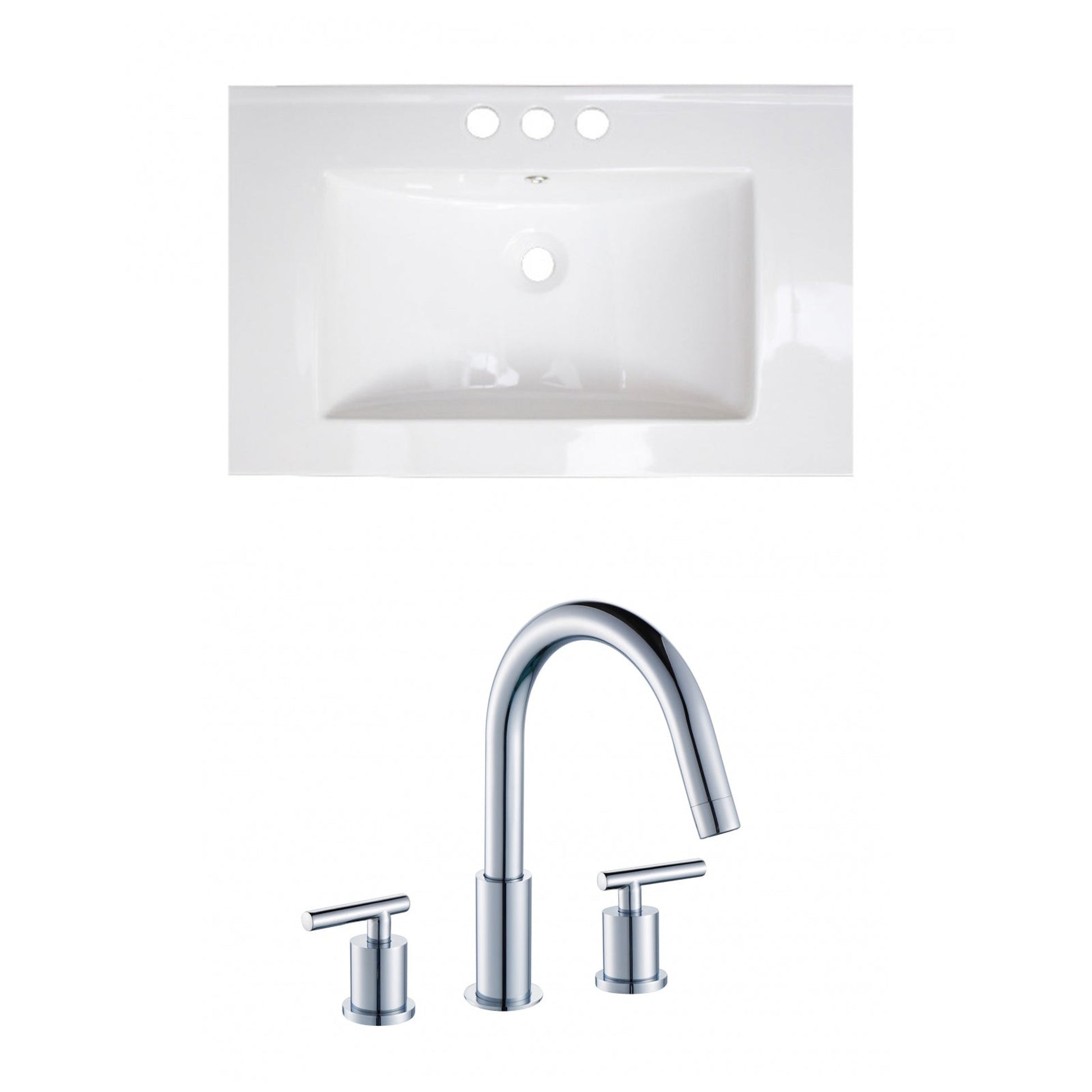 American Imaginations AI-15755 30" White Rectangular Drop In Transitional Ceramic Top Set