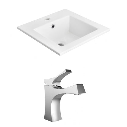 American Imaginations AI-15854 21" White Rectangular Drop In Transitional Ceramic Top Set