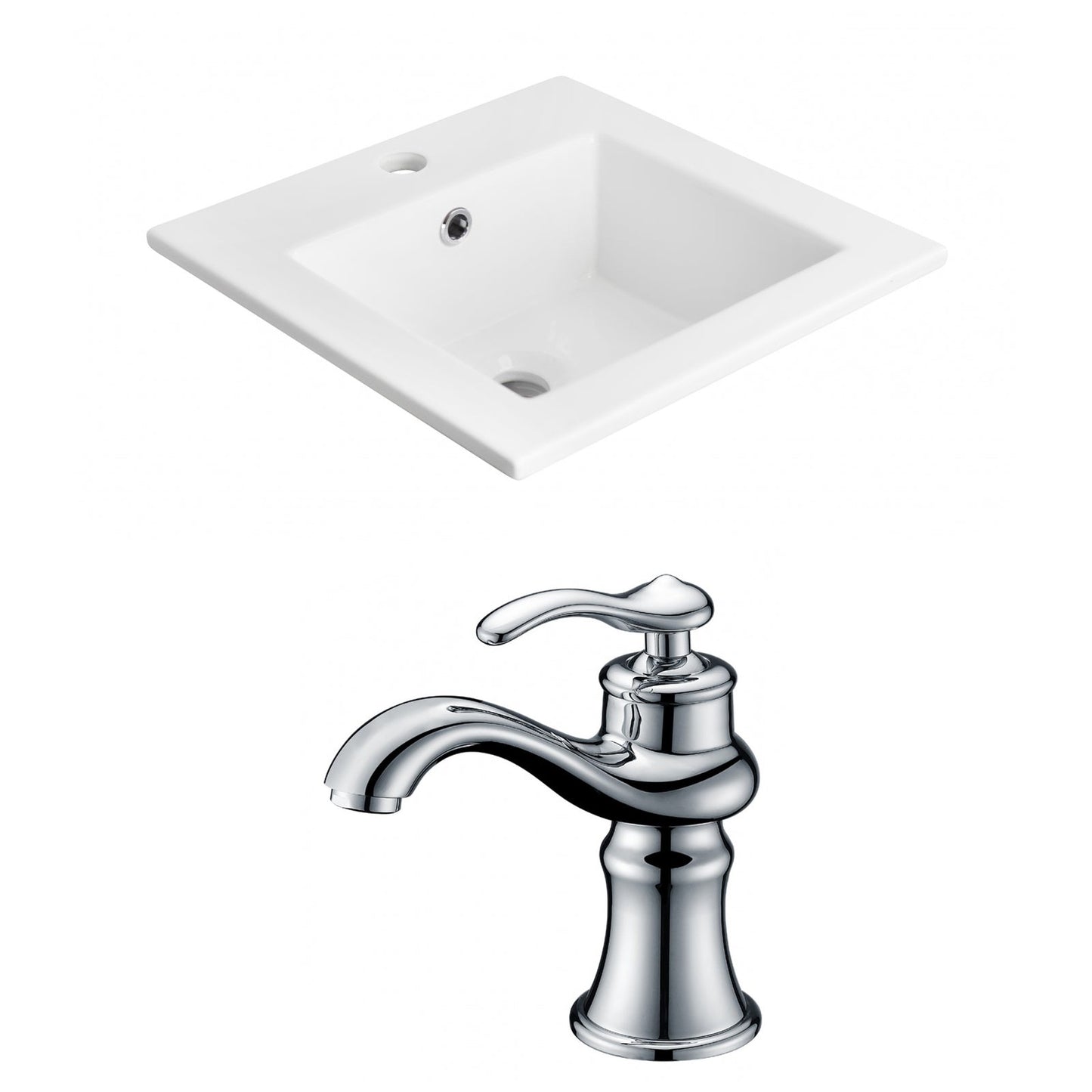 American Imaginations AI-15855 21" White Rectangular Drop In Transitional Ceramic Top Set