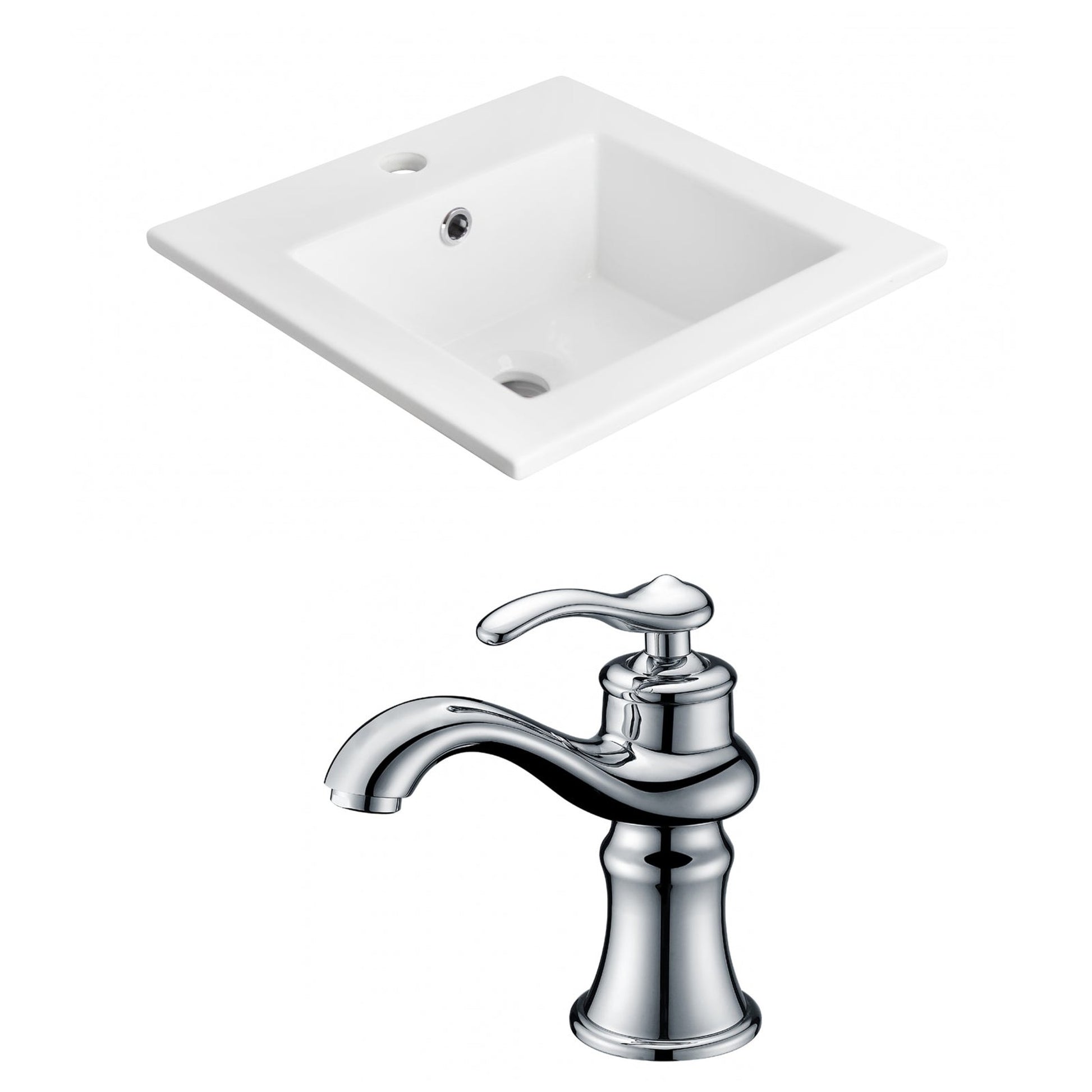American Imaginations AI-15855 21" White Rectangular Drop In Transitional Ceramic Top Set