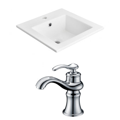 American Imaginations AI-15855 21" White Rectangular Drop In Transitional Ceramic Top Set