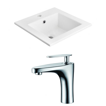American Imaginations AI-15856 21" White Rectangular Drop In Transitional Ceramic Top Set