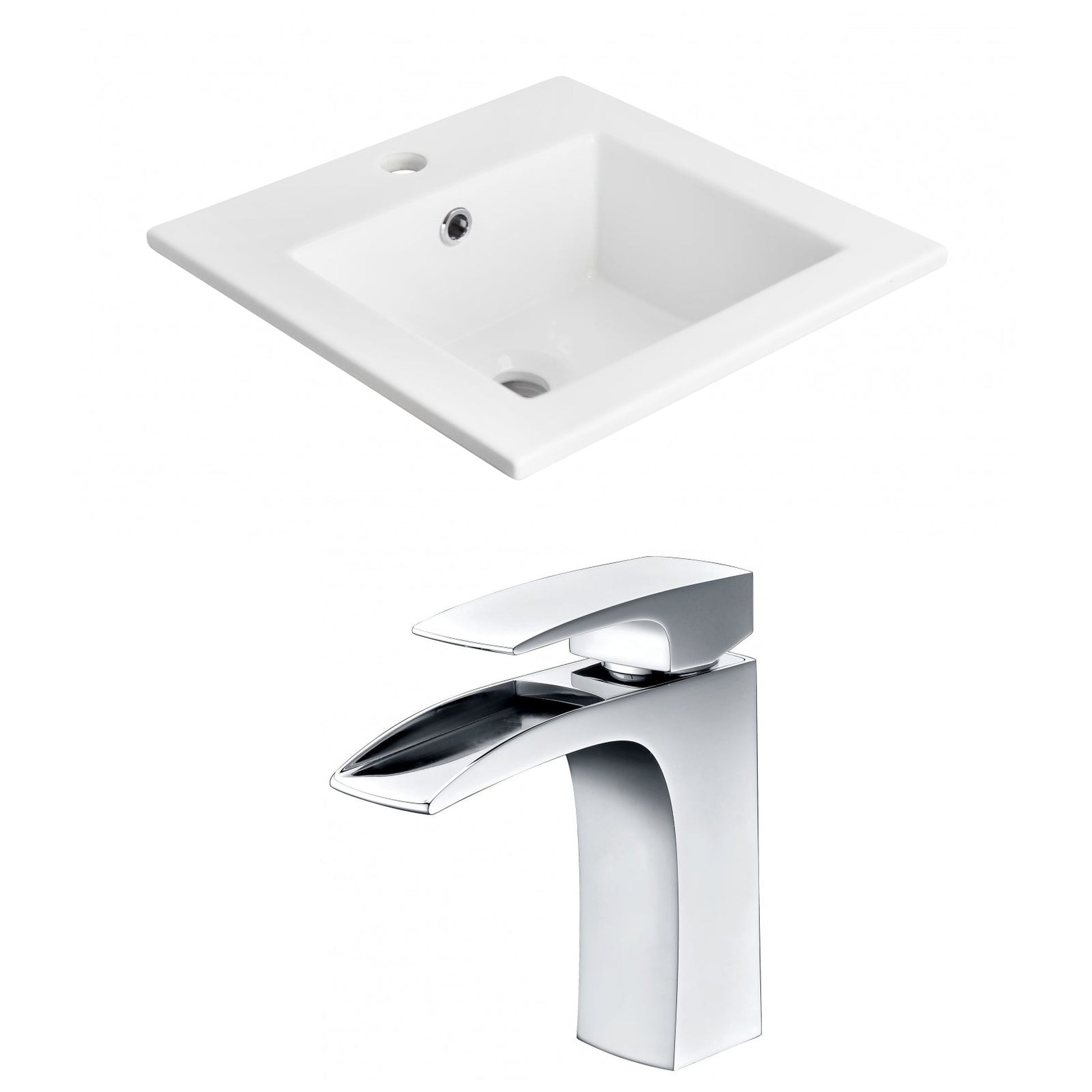 American Imaginations AI-15858 21" White Rectangular Drop In Transitional Ceramic Top Set