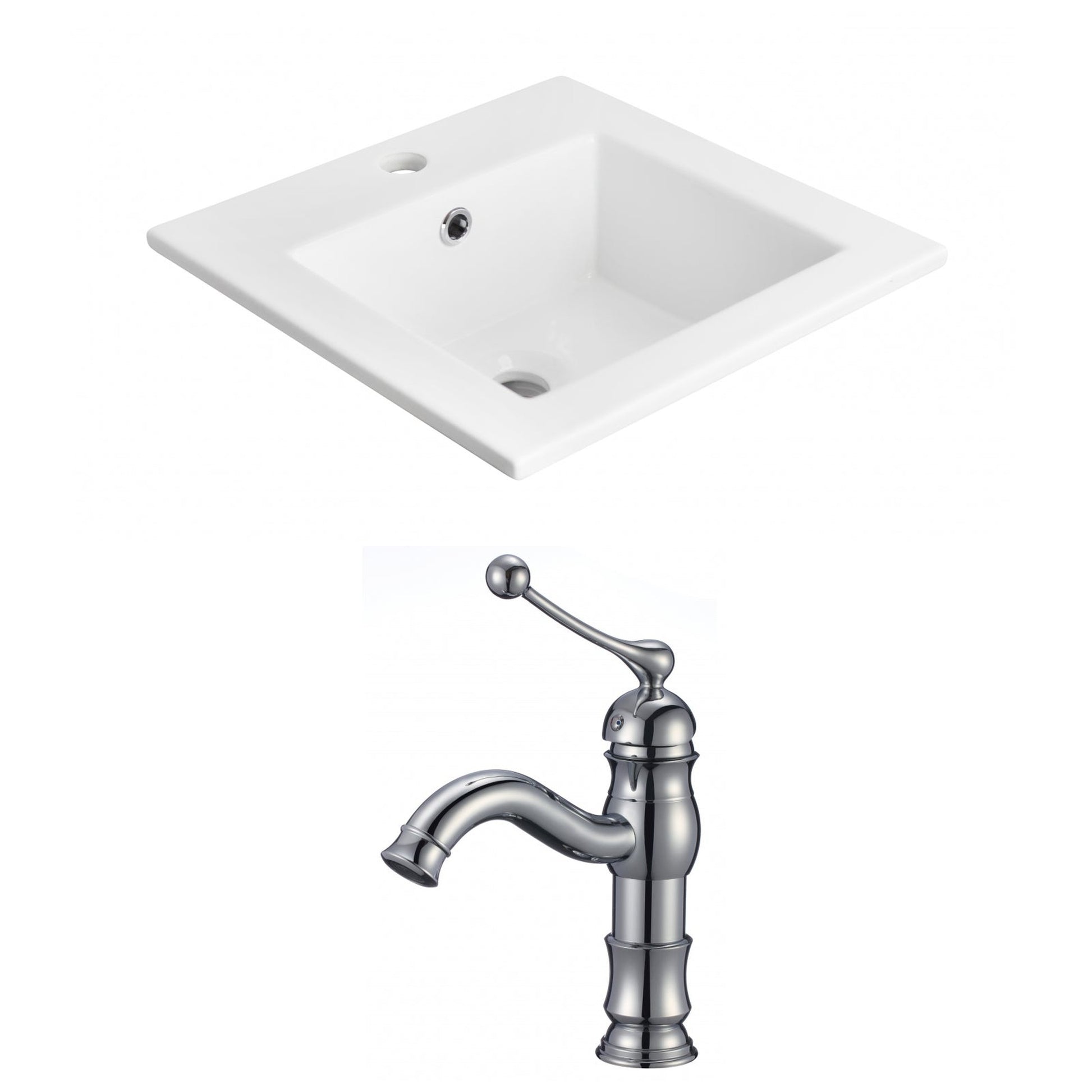 American Imaginations AI-15860 21" White Rectangular Drop In Transitional Ceramic Top Set