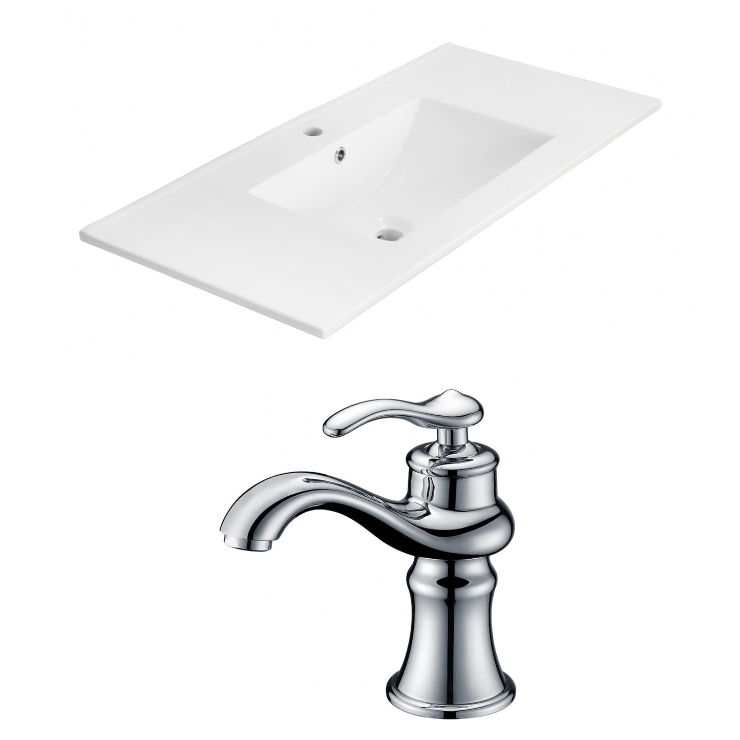 American Imaginations AI-15862 36" White Rectangular Drop In Modern Ceramic Top Set