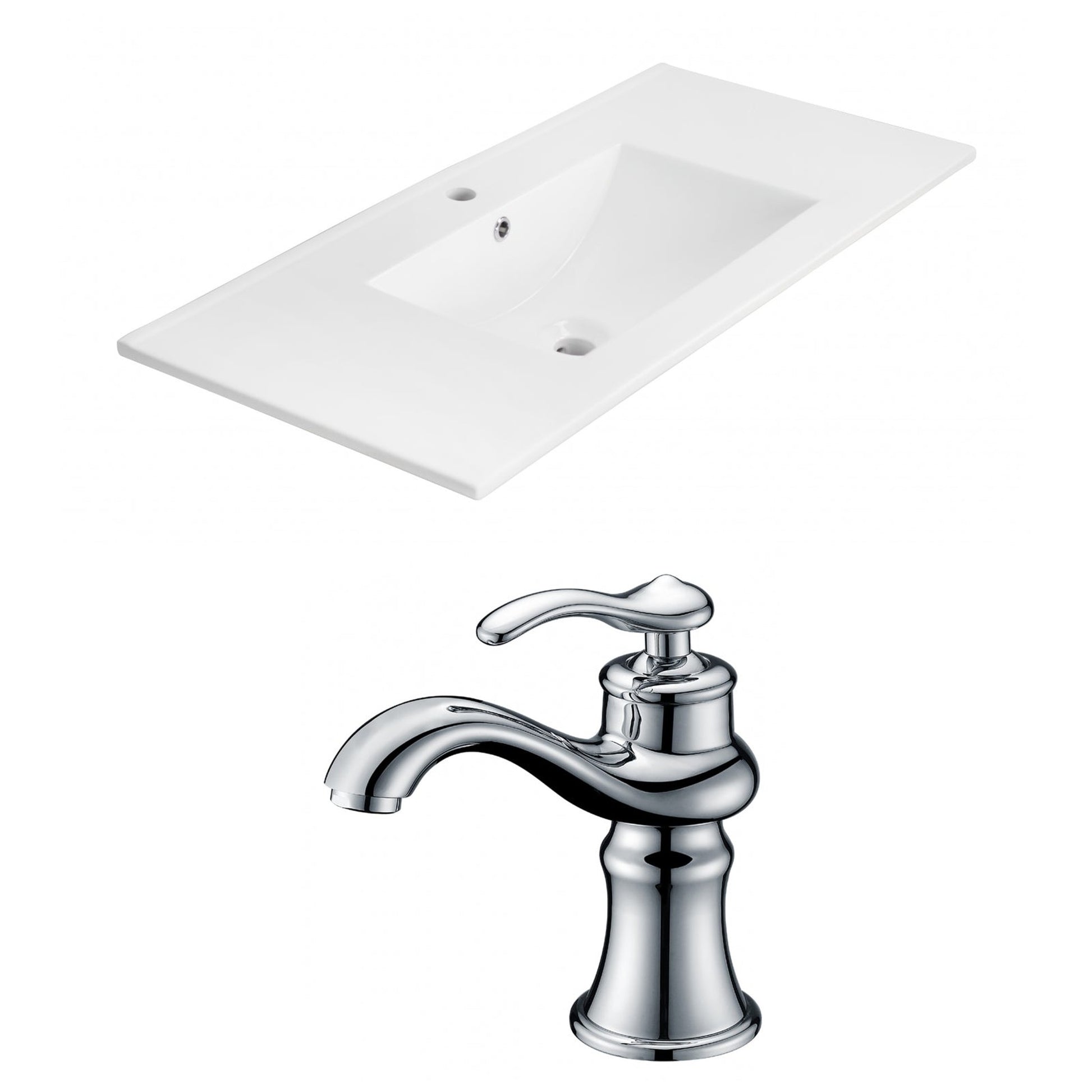 American Imaginations AI-15862 36" White Rectangular Drop In Modern Ceramic Top Set