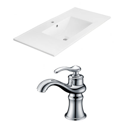 American Imaginations AI-15862 36" White Rectangular Drop In Modern Ceramic Top Set