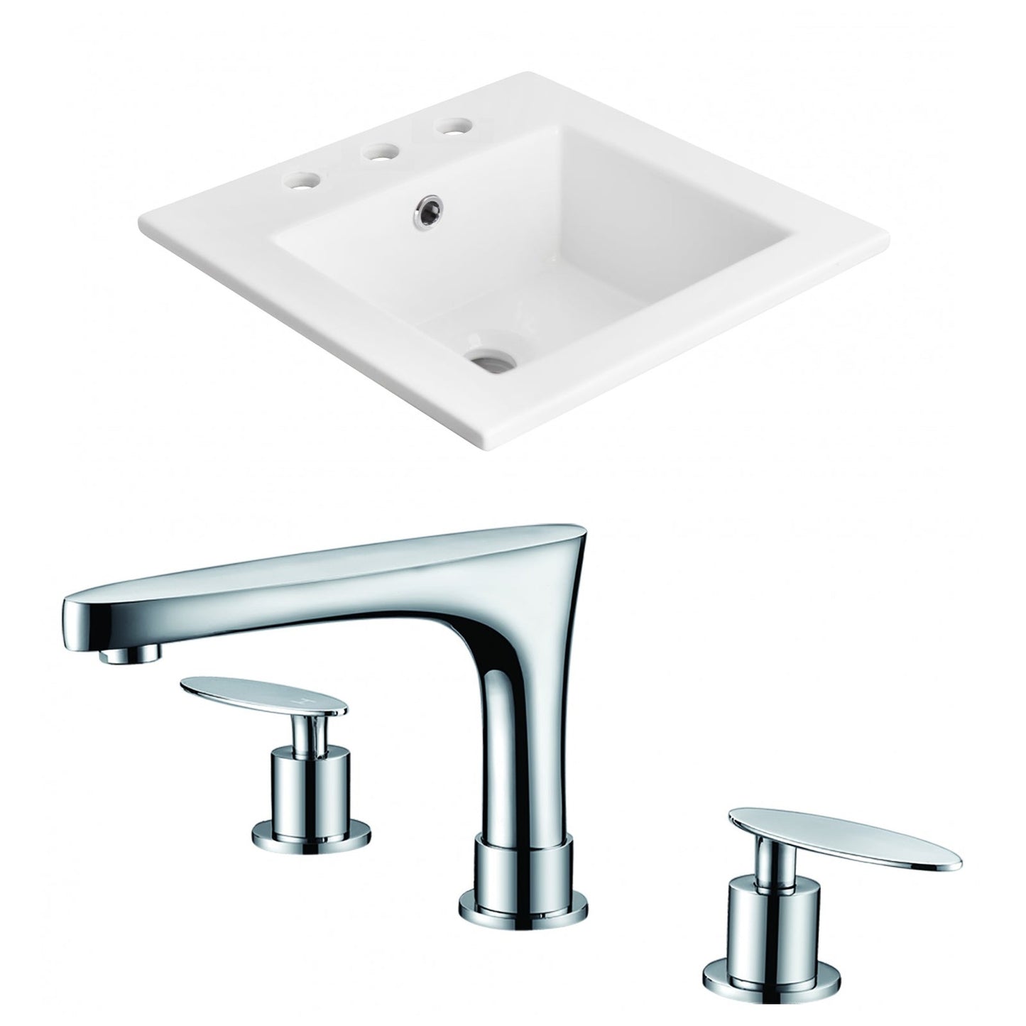 American Imaginations AI-15877 21" White Rectangular Drop In Transitional Ceramic Top Set