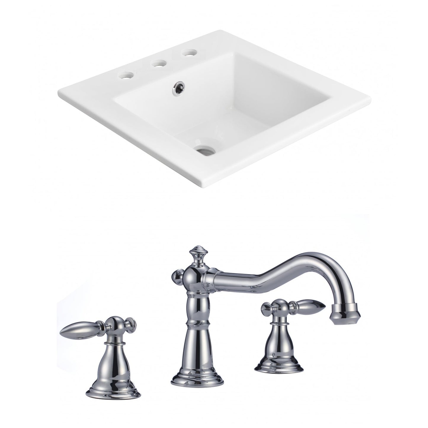 American Imaginations AI-15880 21" White Rectangular Drop In Transitional Ceramic Top Set