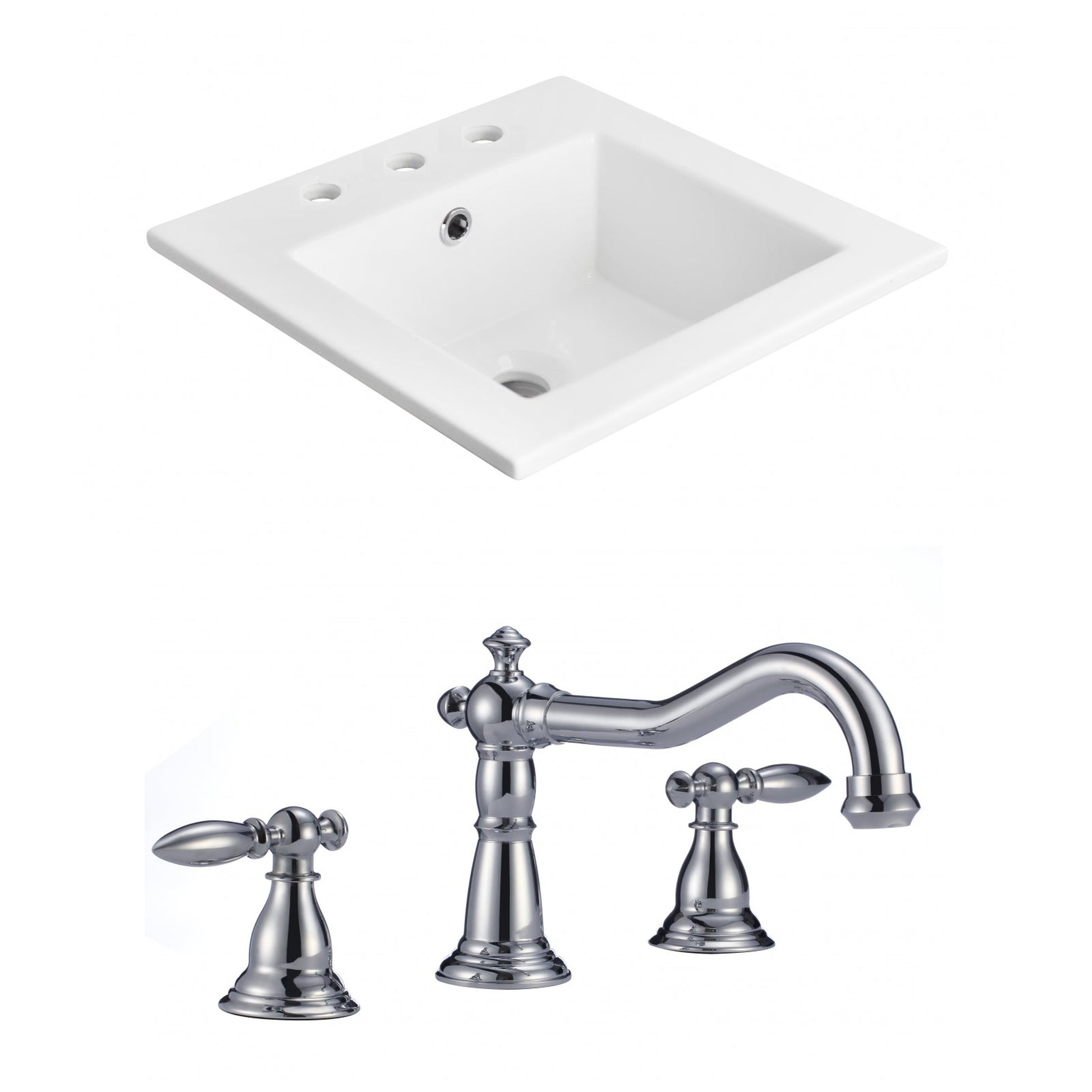 American Imaginations AI-15880 21" White Rectangular Drop In Transitional Ceramic Top Set