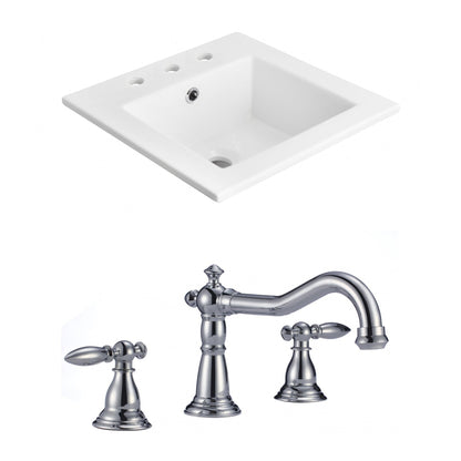 American Imaginations AI-15880 21" White Rectangular Drop In Transitional Ceramic Top Set