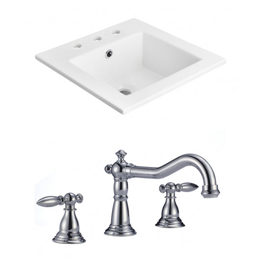 American Imaginations AI-15880 21" White Rectangular Drop In Transitional Ceramic Top Set
