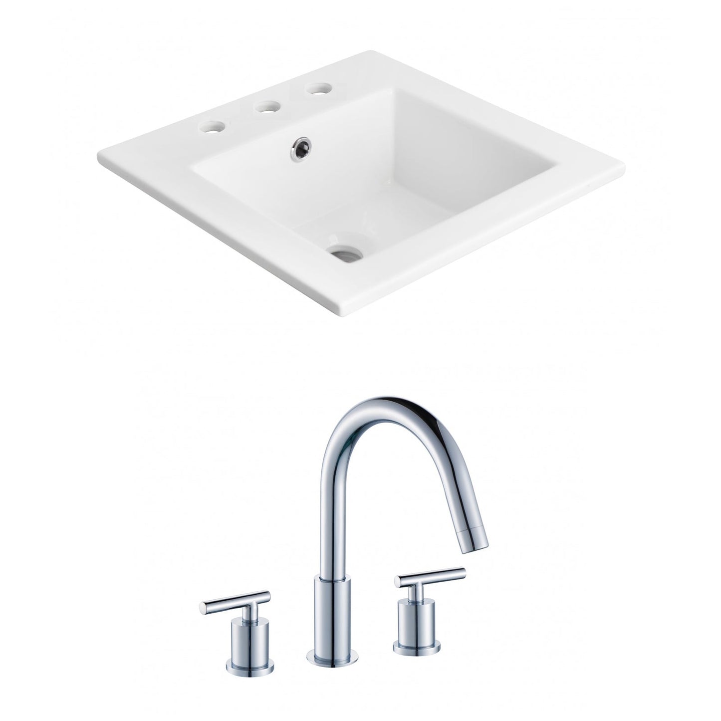 American Imaginations AI-15881 21" White Rectangular Drop In Transitional Ceramic Top Set