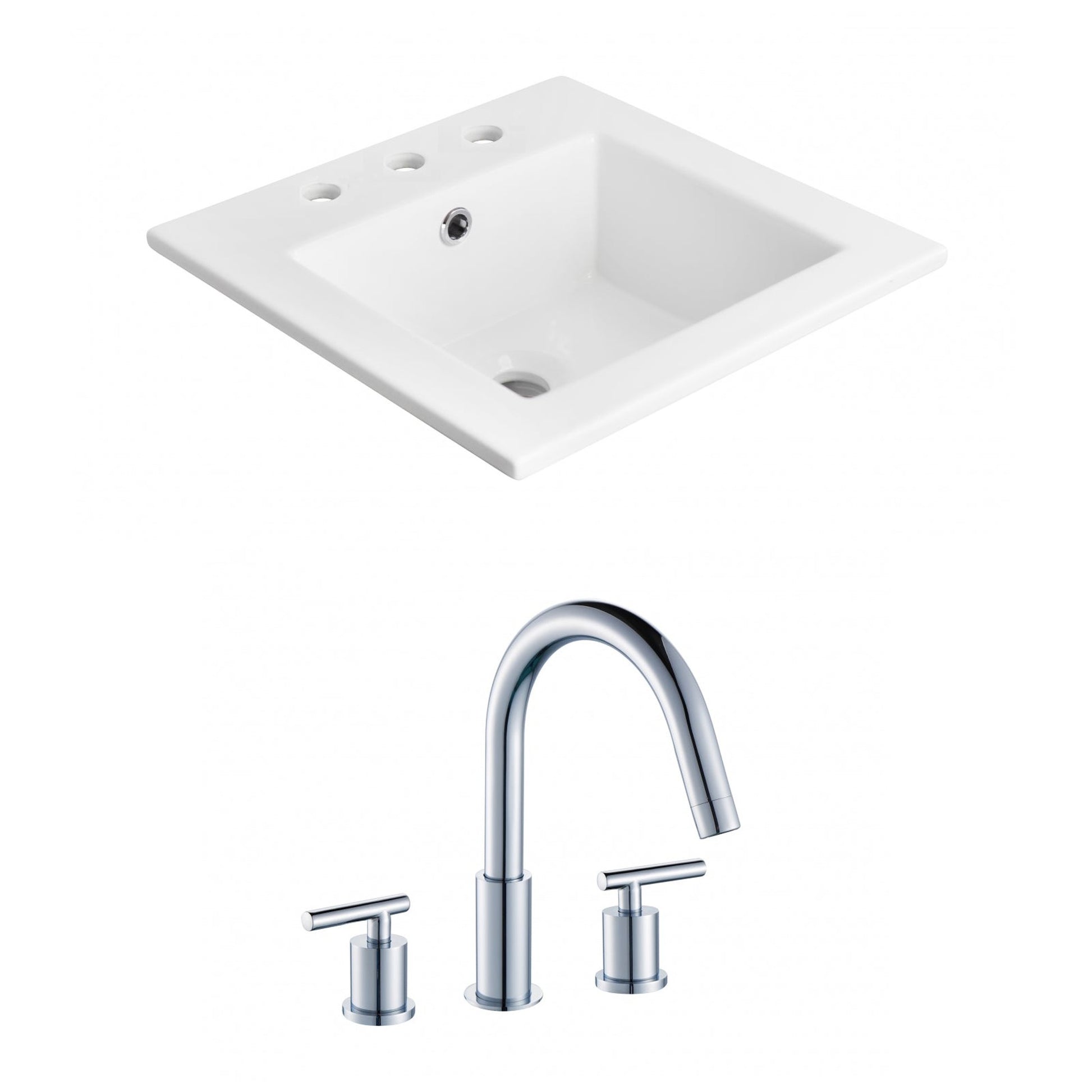 American Imaginations AI-15881 21" White Rectangular Drop In Transitional Ceramic Top Set