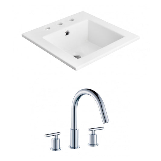 American Imaginations AI-15881 21" White Rectangular Drop In Transitional Ceramic Top Set