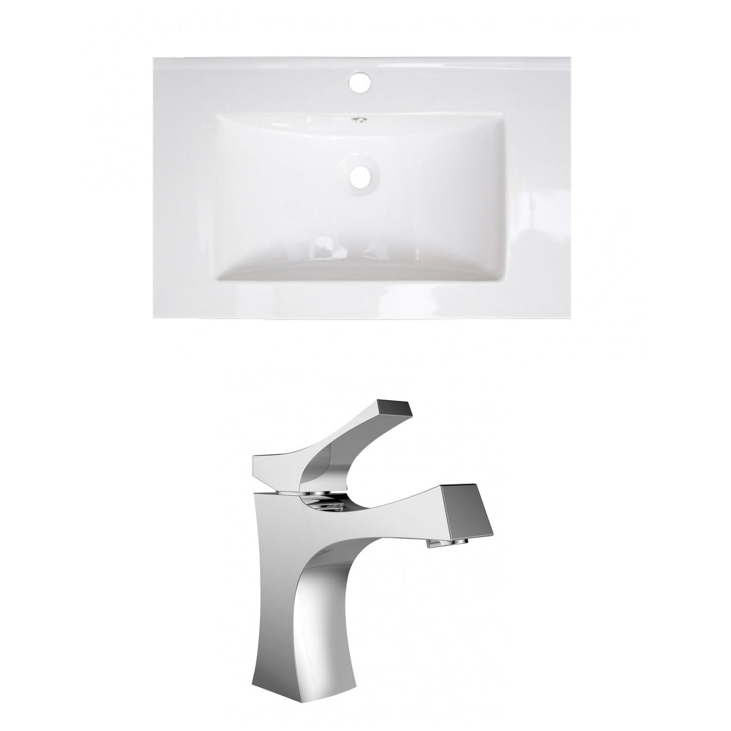 American Imaginations AI-15959 30" White Rectangular Drop In Modern Ceramic Top Set