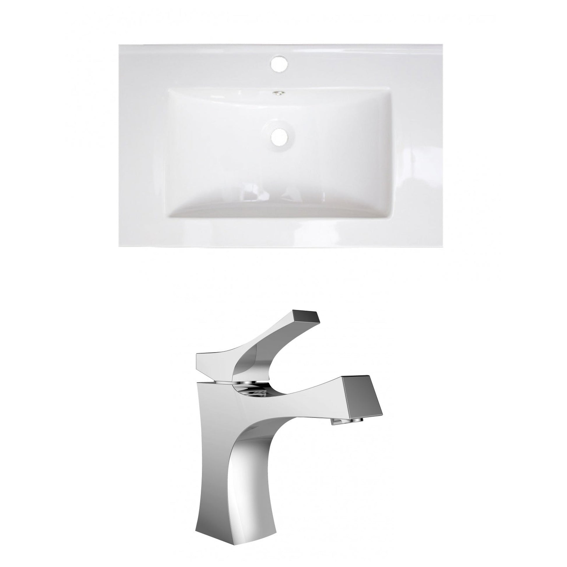 American Imaginations AI-15959 30" White Rectangular Drop In Modern Ceramic Top Set