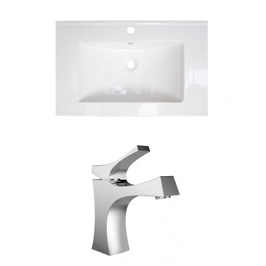 American Imaginations AI-15959 30" White Rectangular Drop In Modern Ceramic Top Set