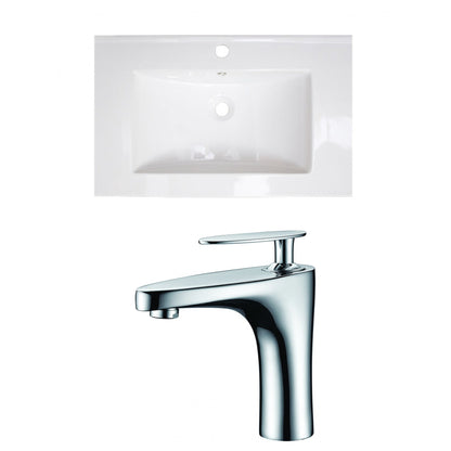 American Imaginations AI-15961 30" White Rectangular Drop In Modern Ceramic Top Set