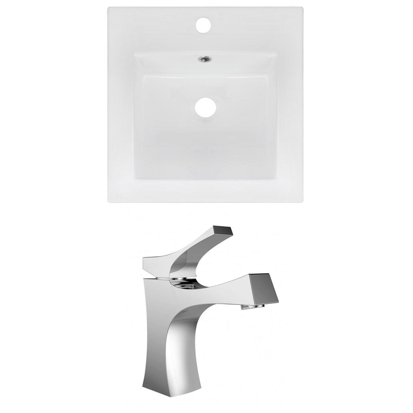 American Imaginations AI-16015 17" White Square Drop In Modern Ceramic Top Set