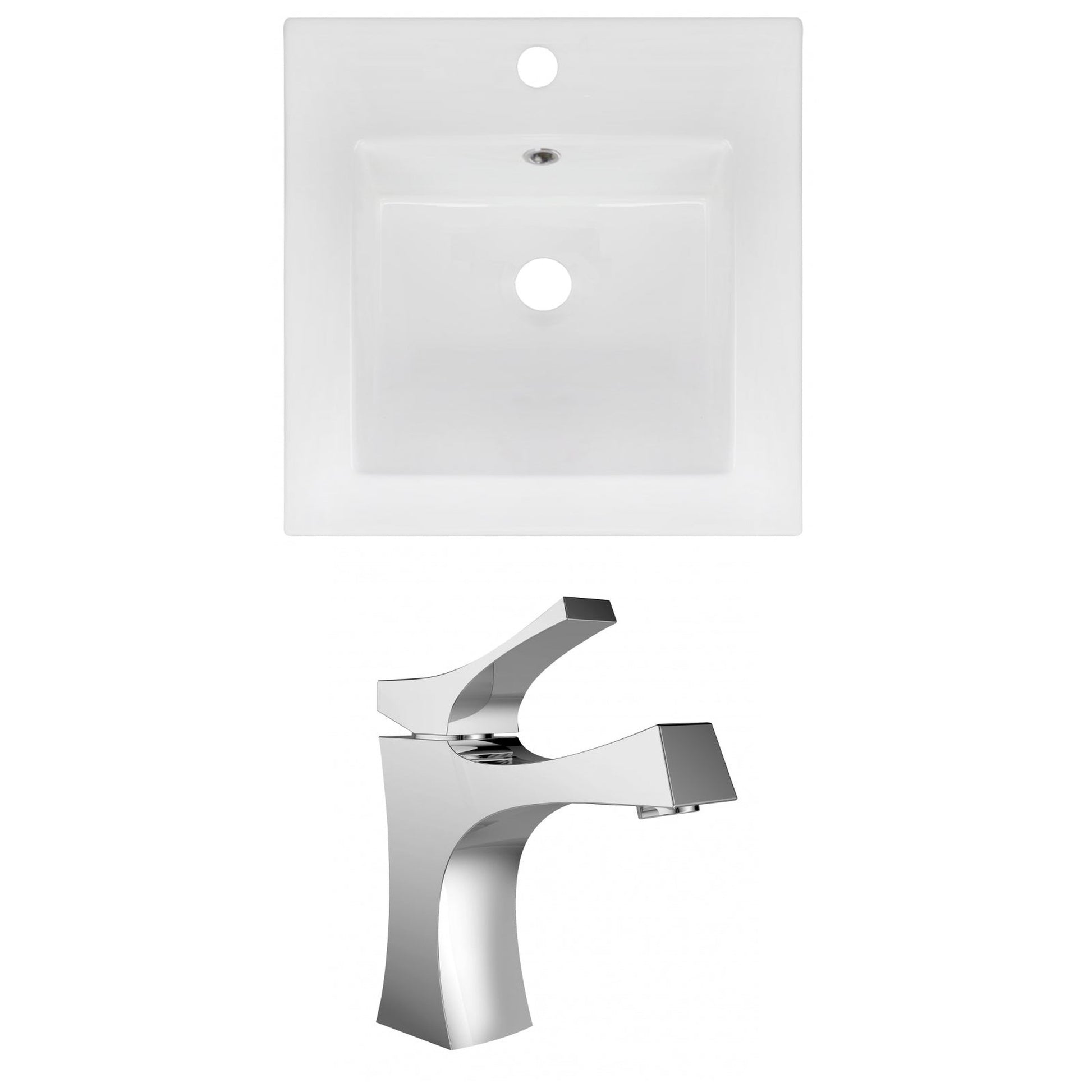 American Imaginations AI-16015 17" White Square Drop In Modern Ceramic Top Set