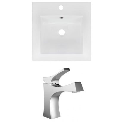 American Imaginations AI-16015 17" White Square Drop In Modern Ceramic Top Set