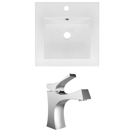 American Imaginations AI-16015 17" White Square Drop In Modern Ceramic Top Set