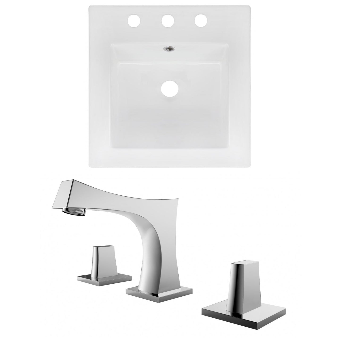 American Imaginations AI-16022 17" White Square Drop In Modern Ceramic Top Set