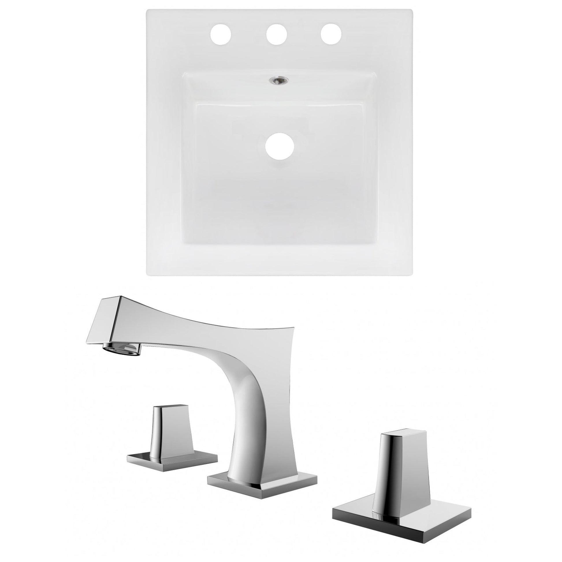 American Imaginations AI-16022 17" White Square Drop In Modern Ceramic Top Set