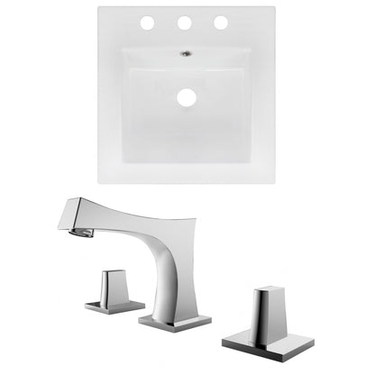 American Imaginations AI-16022 17" White Square Drop In Modern Ceramic Top Set