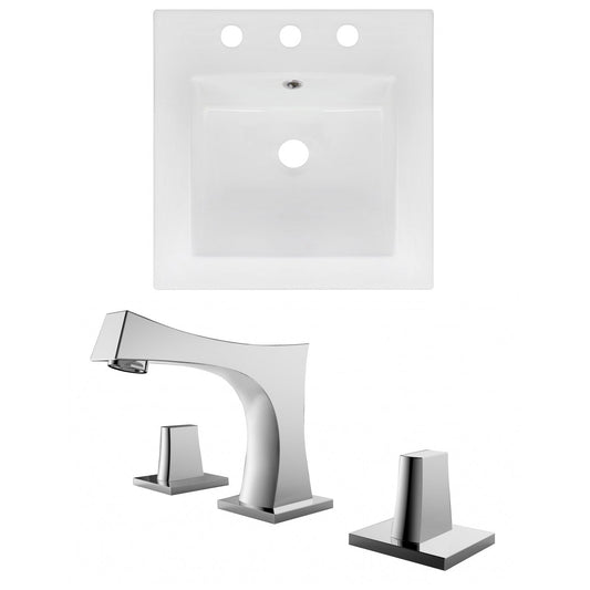 American Imaginations AI-16022 17" White Square Drop In Modern Ceramic Top Set