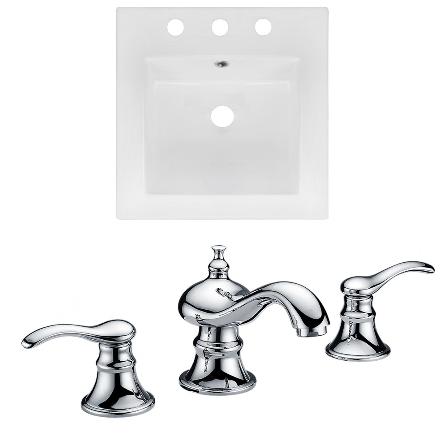 American Imaginations AI-16023 17" White Square Drop In Modern Ceramic Top Set